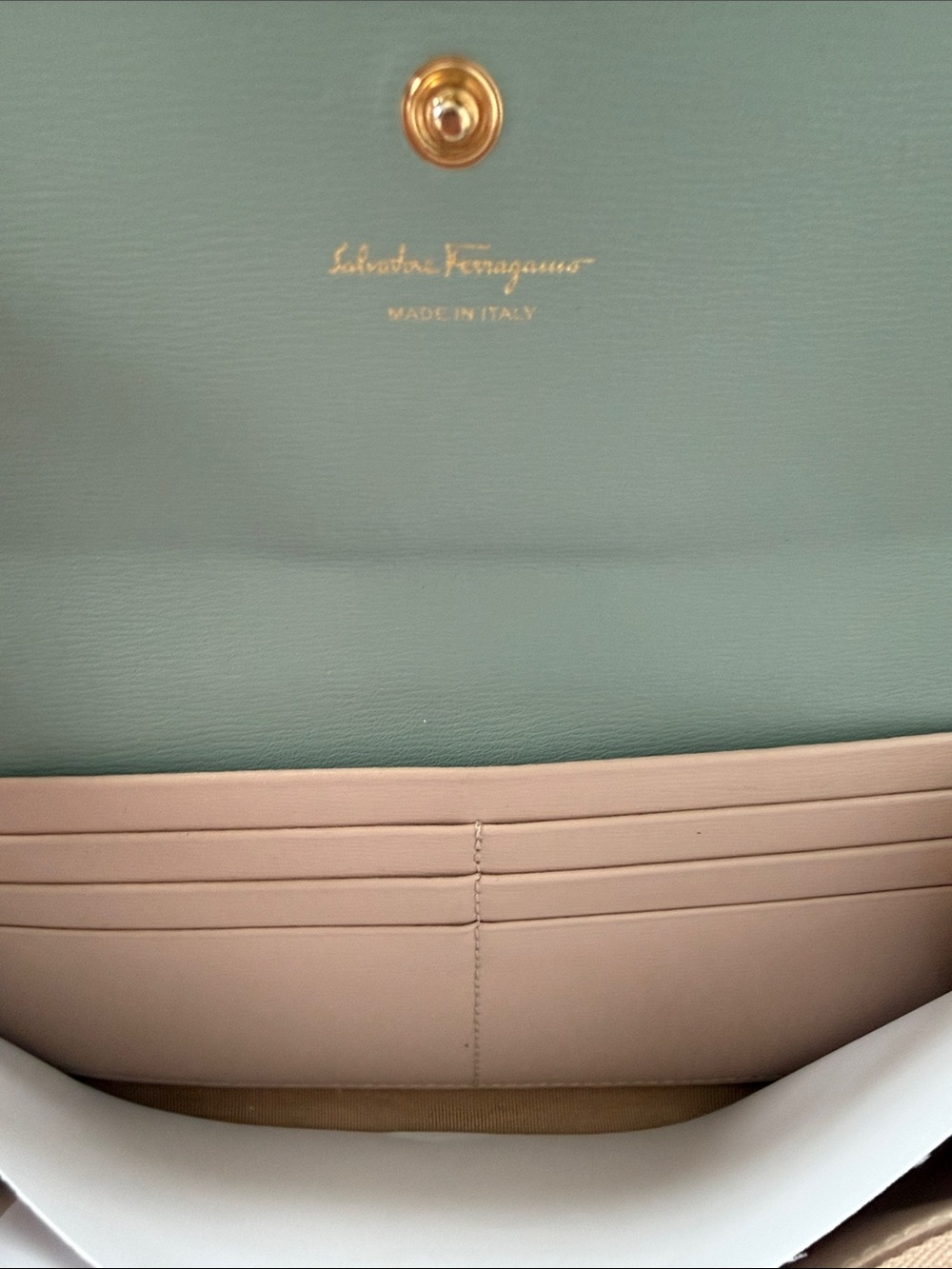 Salvatore Ferragamo Mint Green Leather Continental Wallet with Gancini Detail - Picture 6 of 6